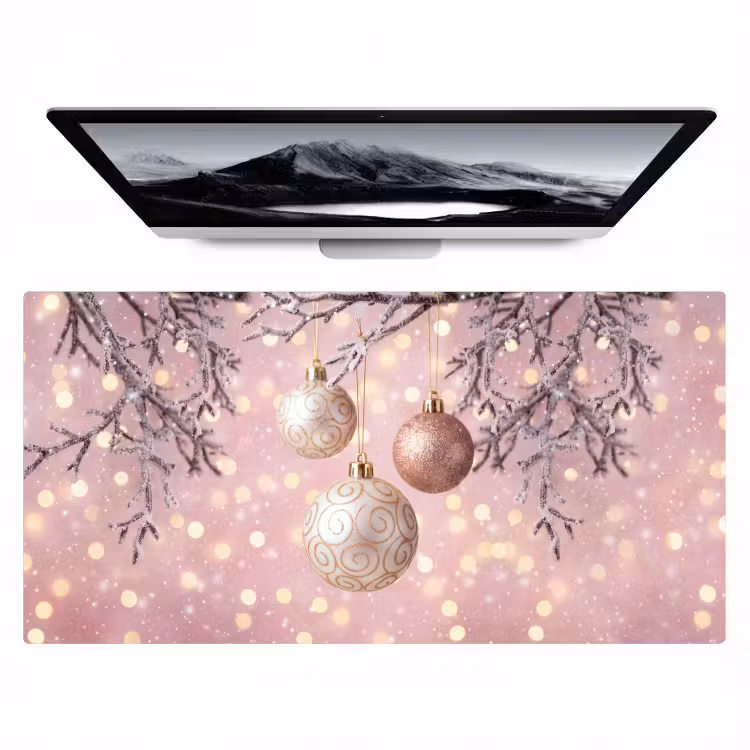 Bureau onderlegger - Kerstbal - Roze - Winter — 1