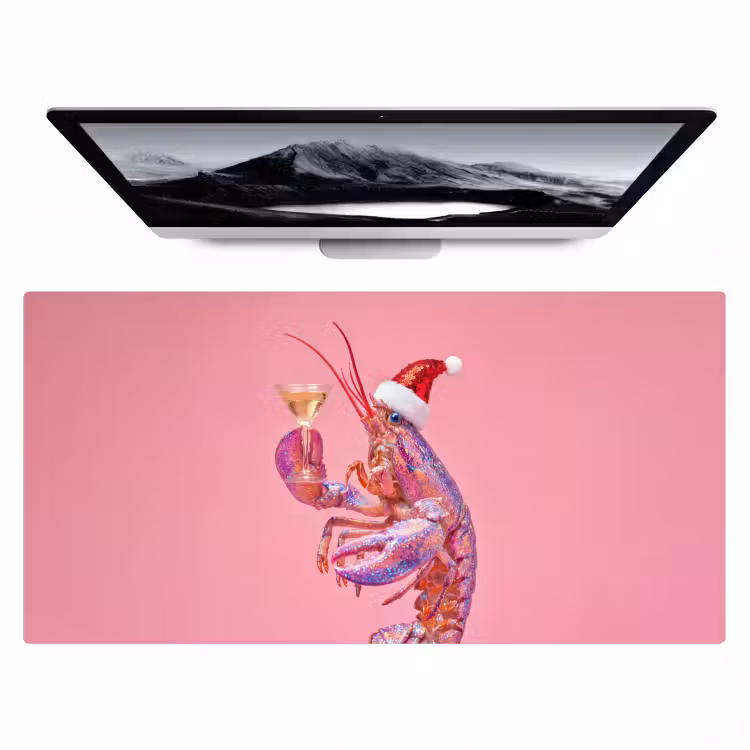 Bureau onderlegger - Kreeft - Kerst - Roze — 1