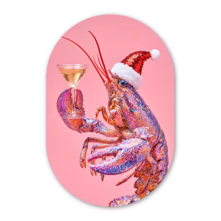 Muurovaal aluminium - Kreeft - Kerst - Roze — 1