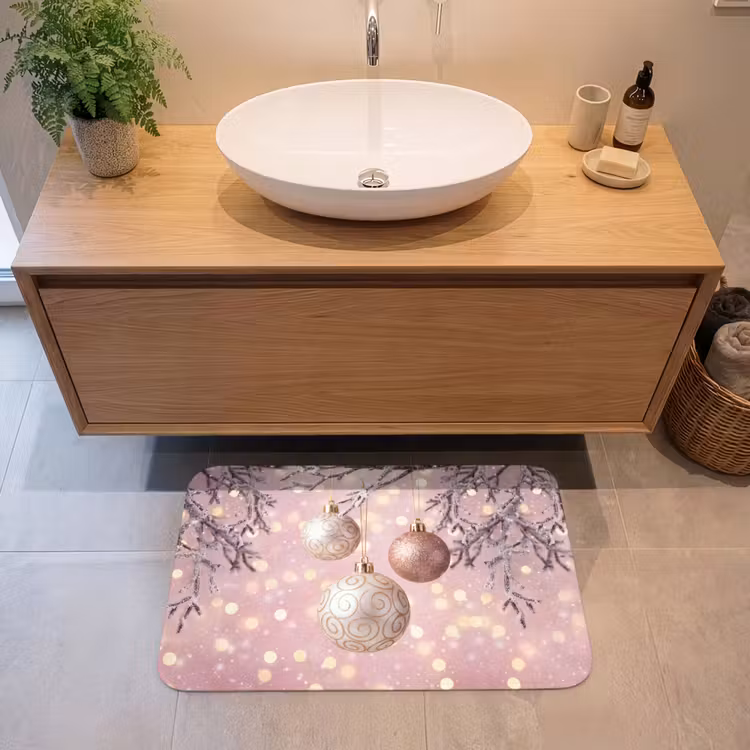 Badmat - Kerstbal - Roze - Winter — 2