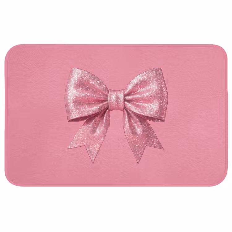 Badmat - Roze strik - Glitter — 1