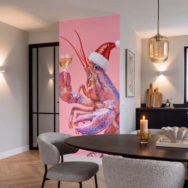 Behang - Kreeft - Kerst - Roze β 5
