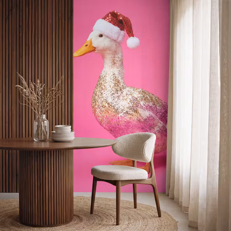 Behang - Vogel - Kerst - Roze — 4