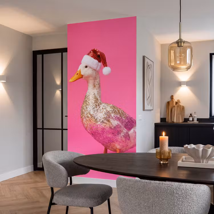 Behang - Vogel - Kerst - Roze — 5