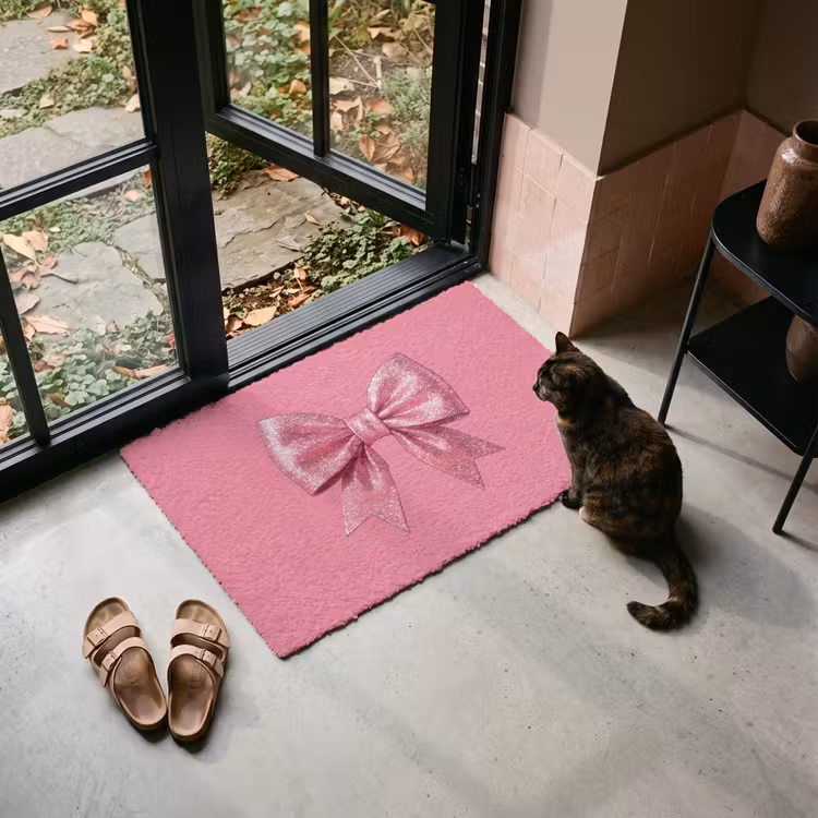 Deurmat - Roze strik - Glitter — 2