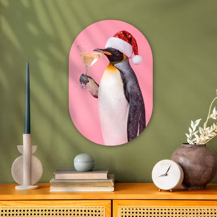 Muurovaal - Kunststof - Pinguïn - Kerst - Feest — 2