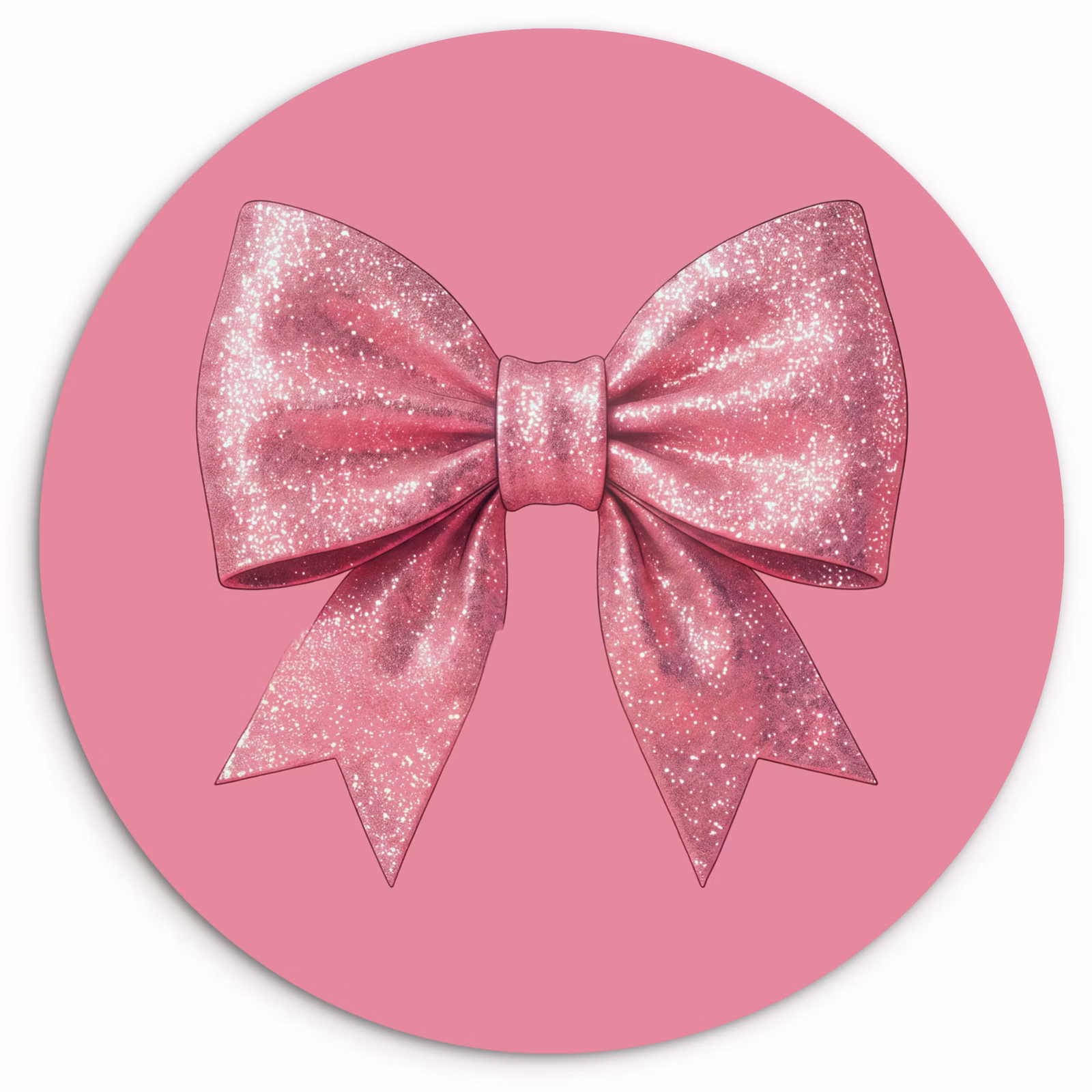 Wandcirkel - Glas - Roze strik - Glitter — 1