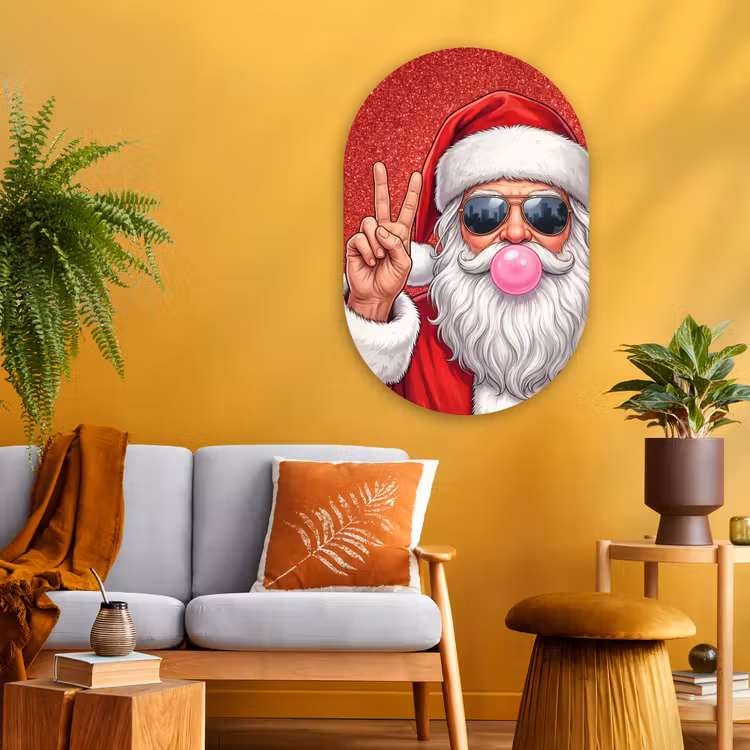 Muurovaal - Glas - Kerstman - Zonnebril - Kerst — 3