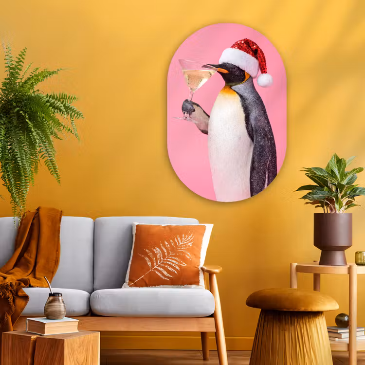 Muurovaal - Glas - Pinguïn - Kerst - Feest — 3
