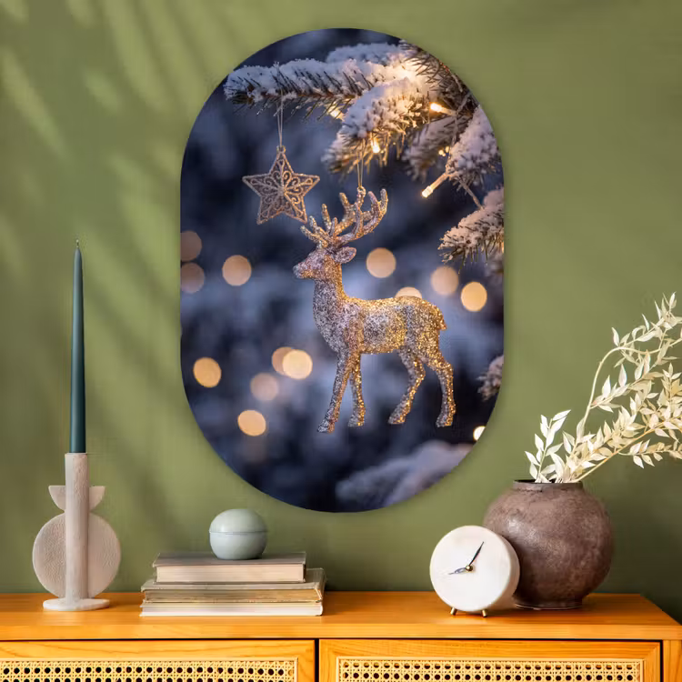 Muurovaal - Glas - Rendier - Kerst - Sneeuw — 2