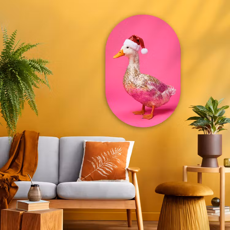 Muurovaal - Glas - Vogel - Kerst - Roze — 3