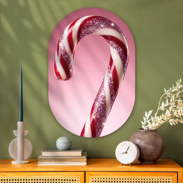 Muurovaal - Glas - Zuurstok - Glinsterend - Roze — 2