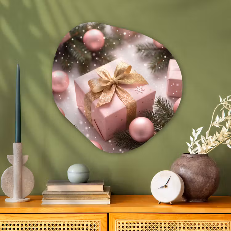 Organisch schilderij - Glas - Cadeau - Kerst - Roze — 2