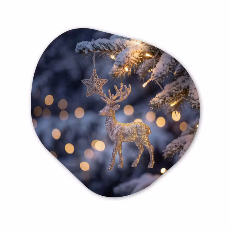 Organisch schilderij - Glas - Rendier - Kerst - Sneeuw — 1
