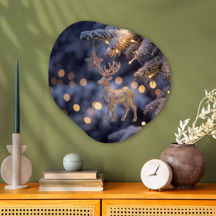Organisch schilderij - Glas - Rendier - Kerst - Sneeuw — 2