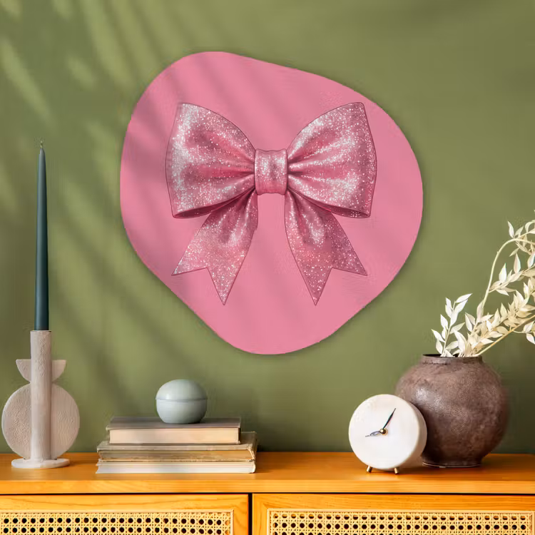 Organisch schilderij - Glas - Roze strik - Glitter — 2