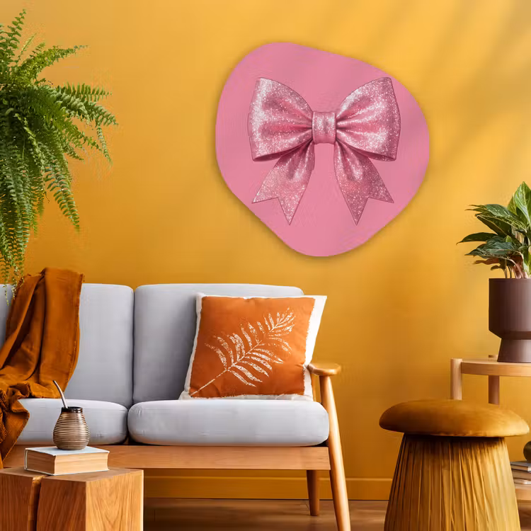 Organisch schilderij - Glas - Roze strik - Glitter — 3