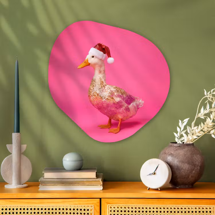 Organisch schilderij - Glas - Vogel - Kerst - Roze — 2