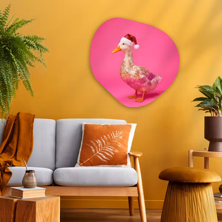 Organisch schilderij - Glas - Vogel - Kerst - Roze — 3