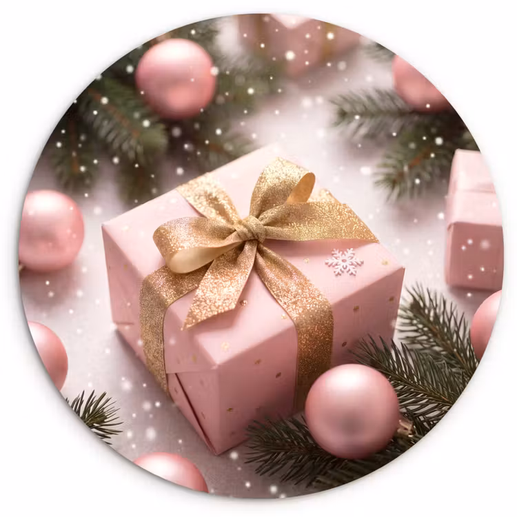 Wandcirkel - Glas - Cadeau - Kerst - Roze — 1