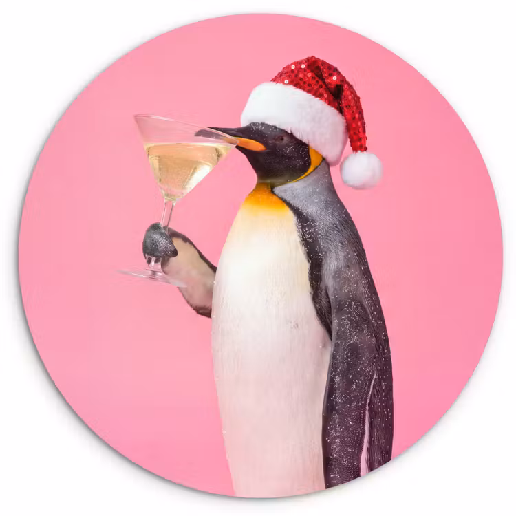 Wandcirkel - Glas - Pinguïn - Kerst - Feest — 1