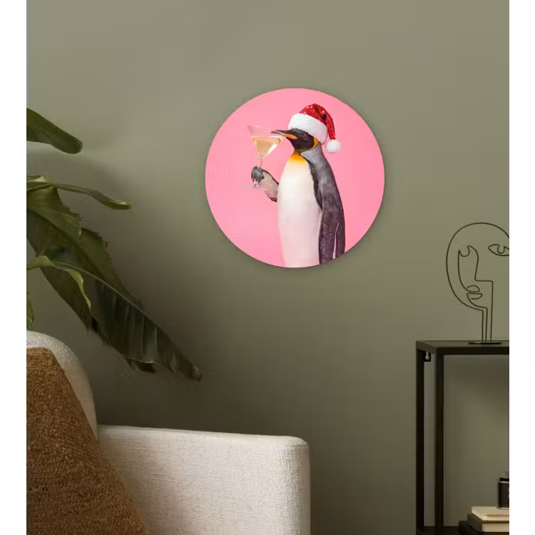 Wandcirkel - Glas - Pinguïn - Kerst - Feest — 3