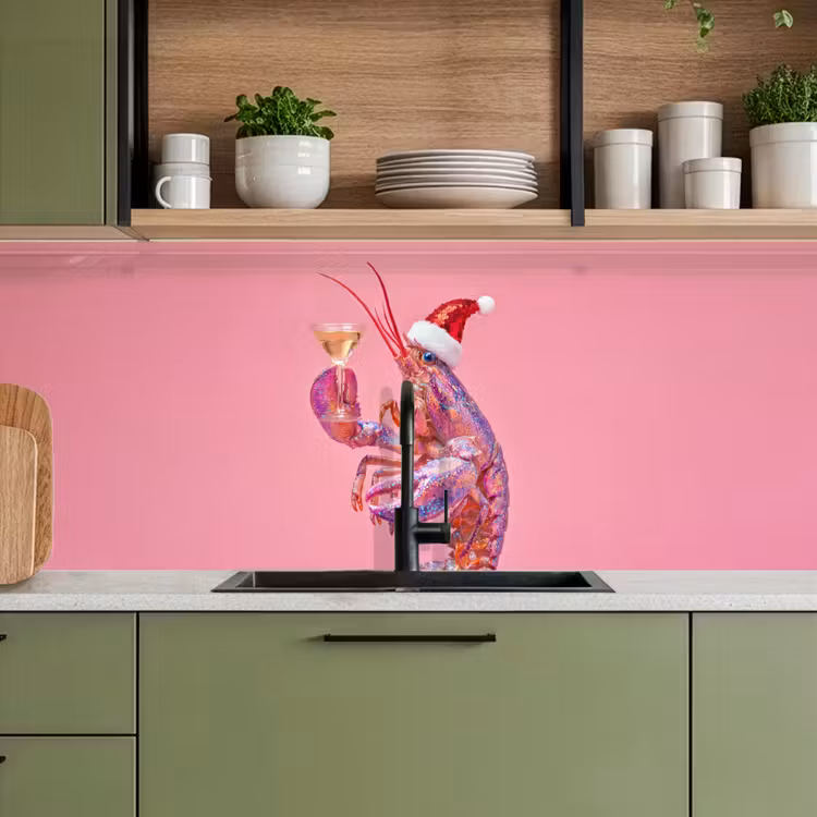 Keuken achterwand - Kreeft - Kerst - Roze — 5