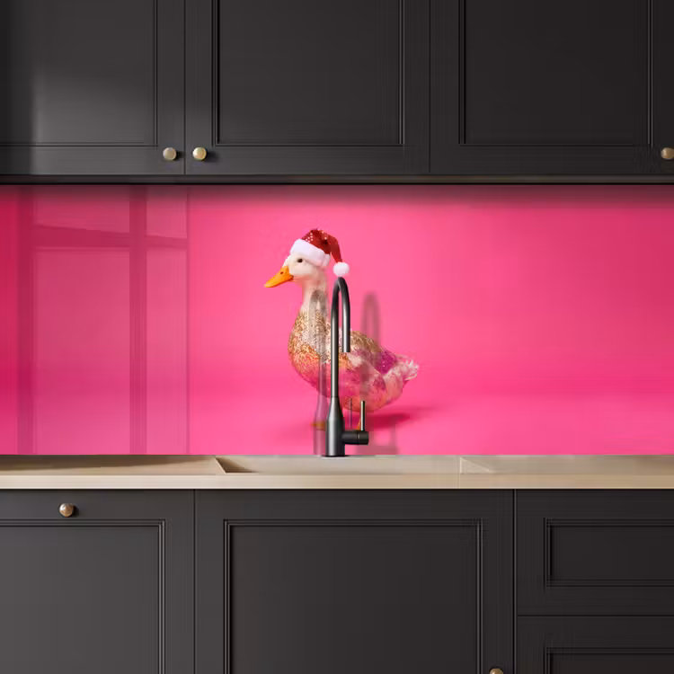 Keuken achterwand - Vogel - Kerst - Roze — 6