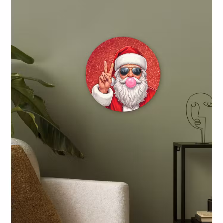 Wandcirkel - Glas - Kerstman - Zonnebril - Kerst — 3