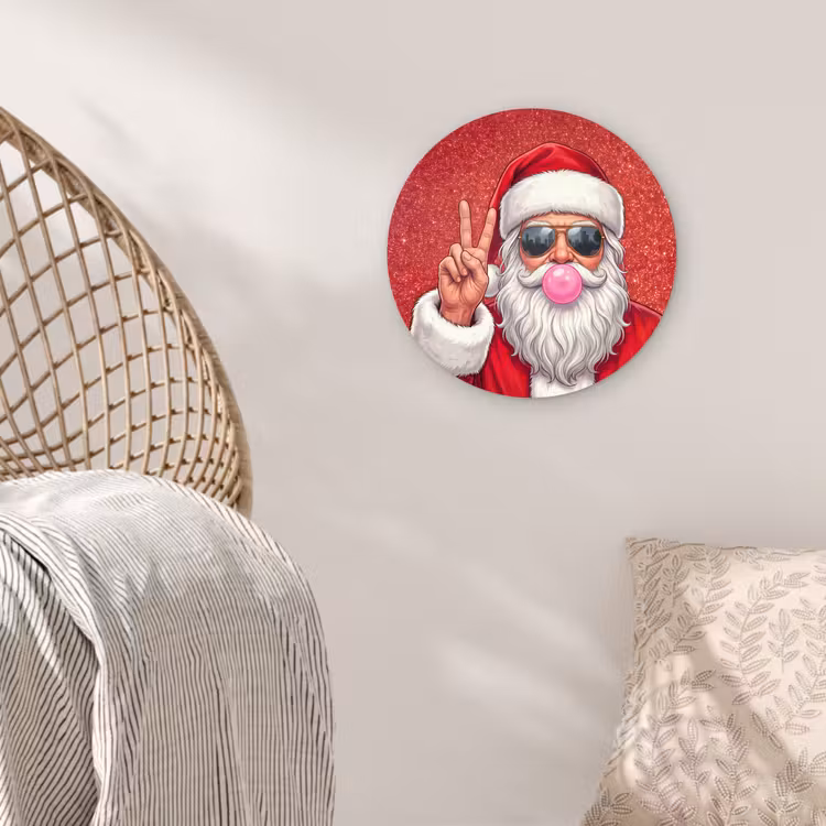 Wandcirkel - Glas - Kerstman - Zonnebril - Kerst — 5