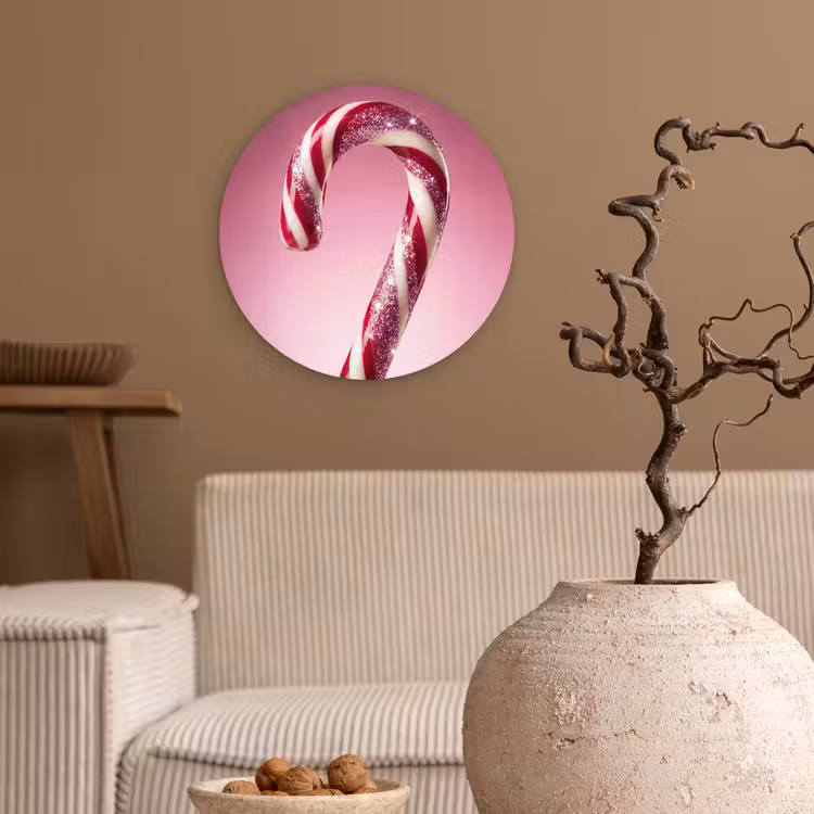 Wandcirkel - Glas - Zuurstok - Glinsterend - Roze — 2
