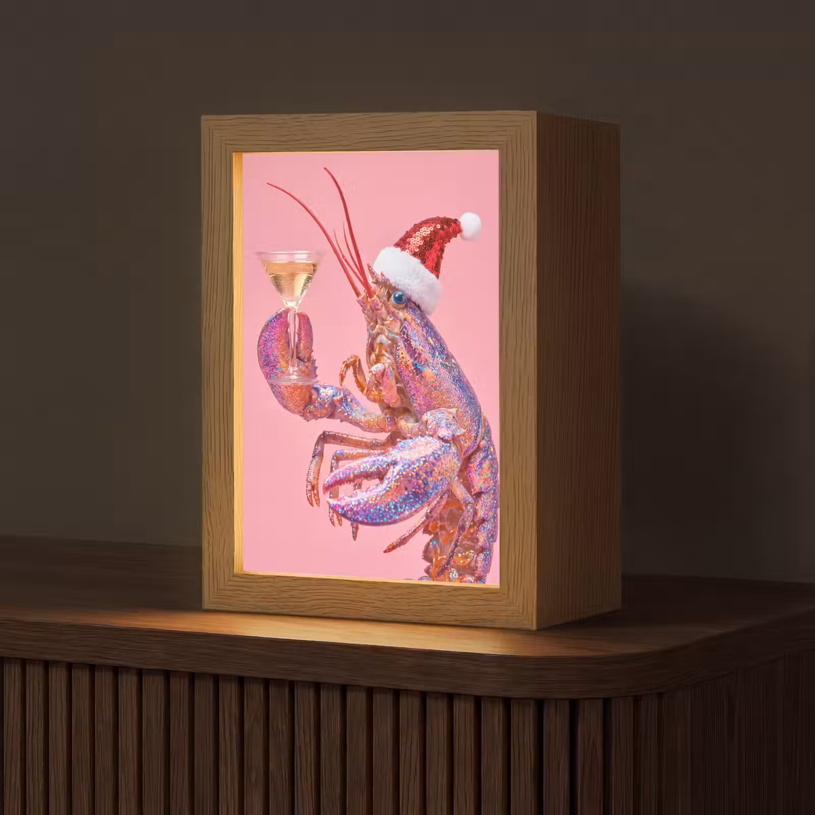 Gepersonaliseerde Lightbox - Kreeft - Kerst - Roze — 1