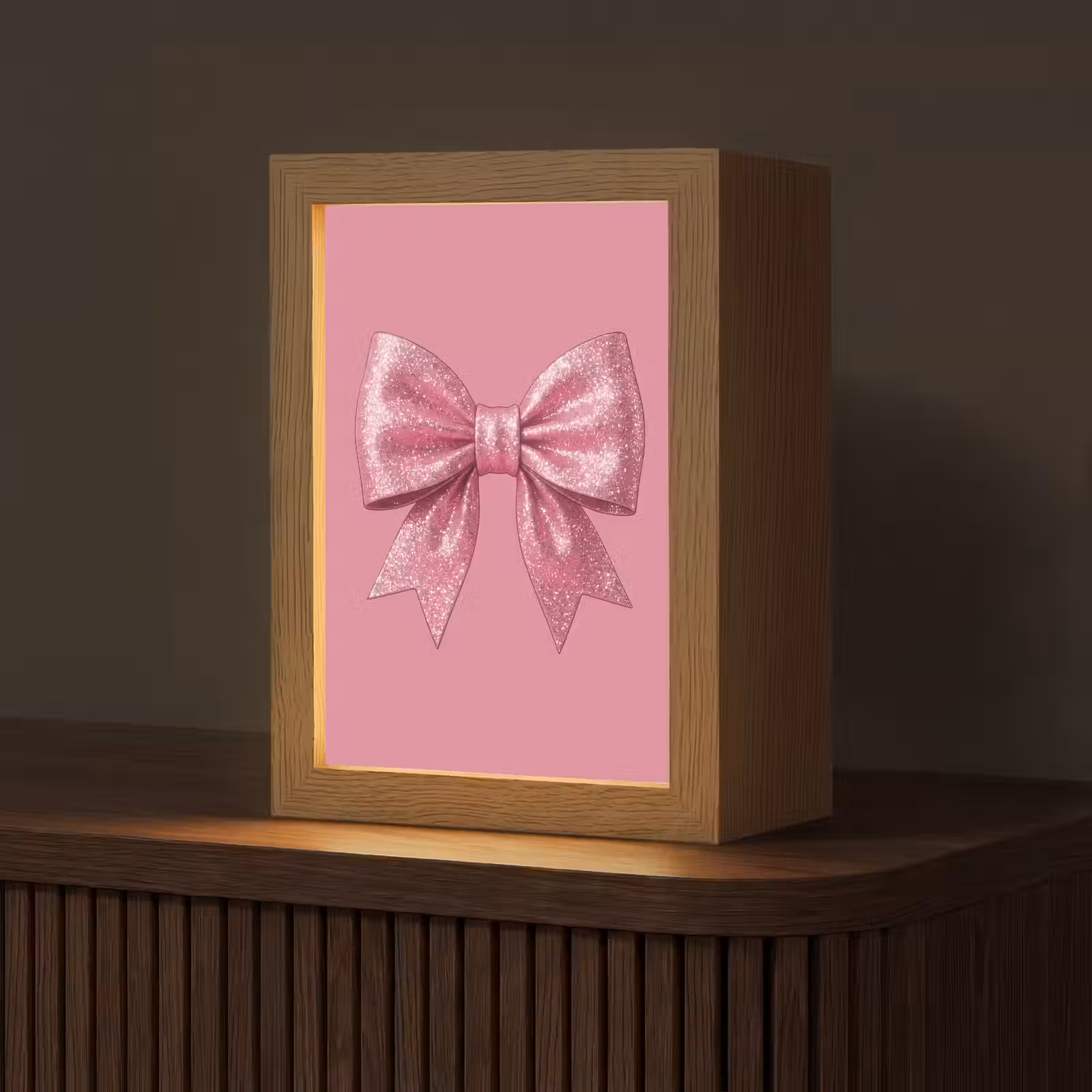 Gepersonaliseerde Lightbox - Roze strik - Glitter — 1