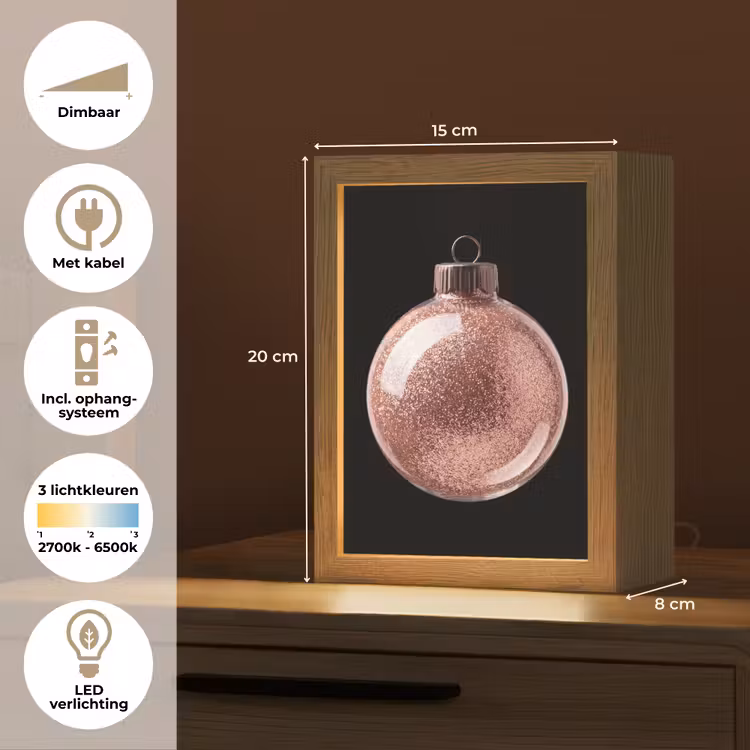 Gepersonaliseerde Lightbox - Kerstbal - Roségoud - Kerst — 7