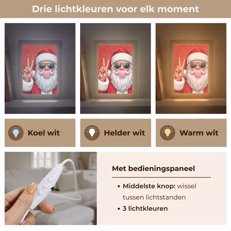 Gepersonaliseerde Lightbox - Kerstman - Zonnebril - Kerst — 6