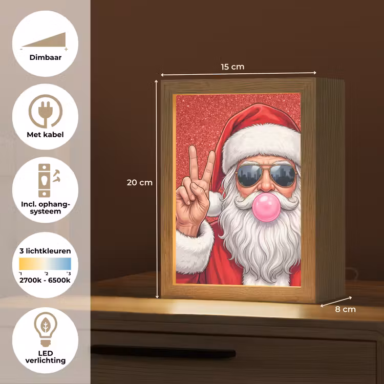 Gepersonaliseerde Lightbox - Kerstman - Zonnebril - Kerst — 7