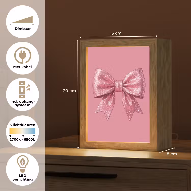 Gepersonaliseerde Lightbox - Roze strik - Glitter — 7