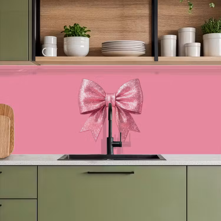 Keuken achterwand - Roze strik - Glitter — 5