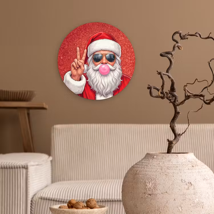 Muurcirkel - Kerstman - Zonnebril - Kerst — 2