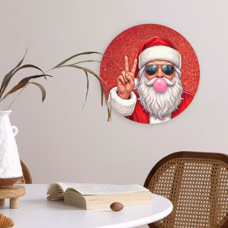 Muurcirkel - Kerstman - Zonnebril - Kerst — 4