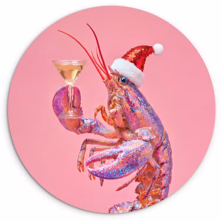 Muurcirkel - Kreeft - Kerst - Roze — 1