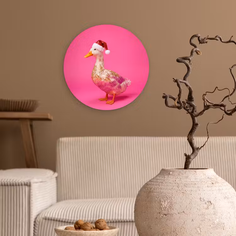 Muurcirkel - Vogel - Kerst - Roze — 2