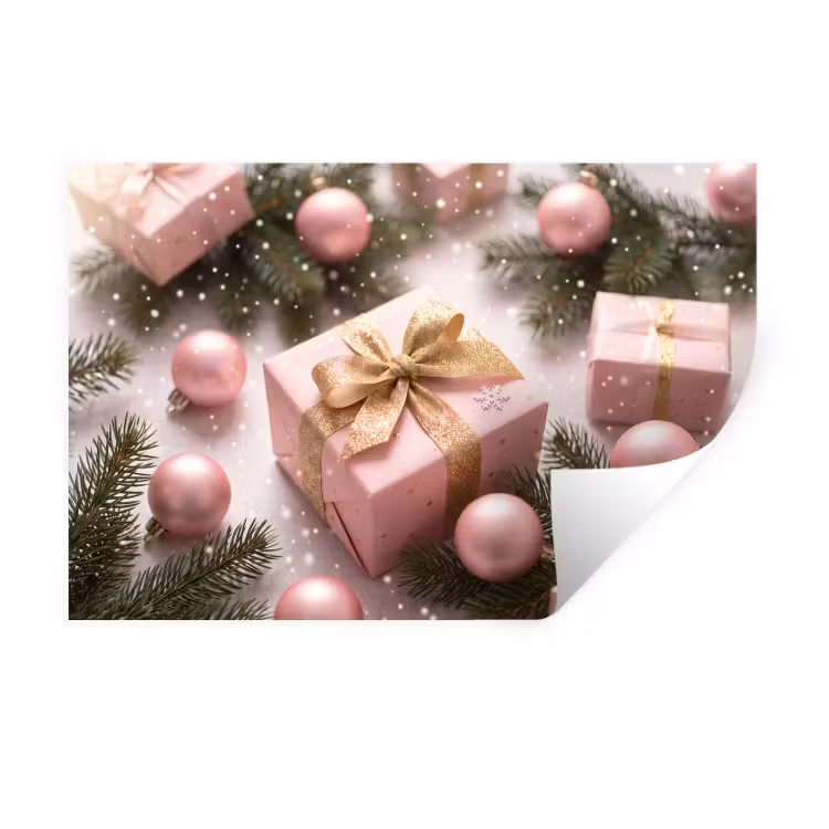 Muursticker - Cadeau - Kerst - Roze — 1