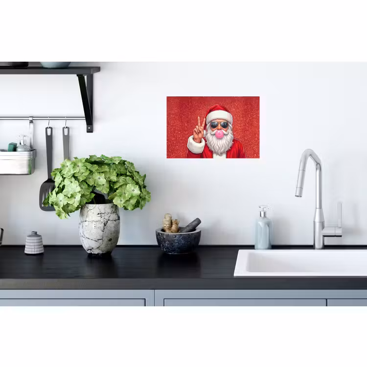 Muursticker - Kerstman - Zonnebril - Kerst — 2
