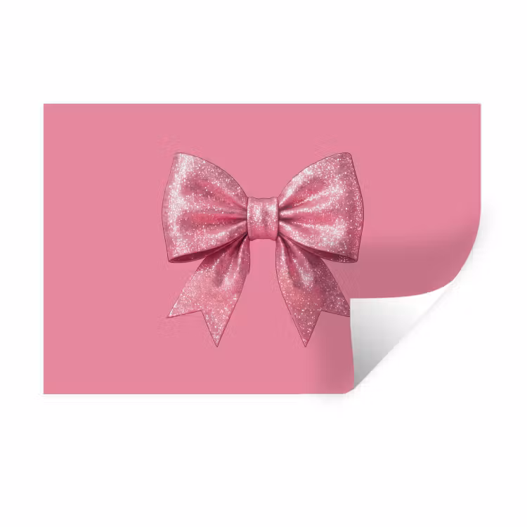 Muursticker - Roze strik - Glitter — 1