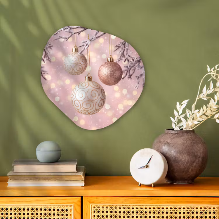 Organisch schilderij - Forex - Kerstbal - Roze - Winter — 2