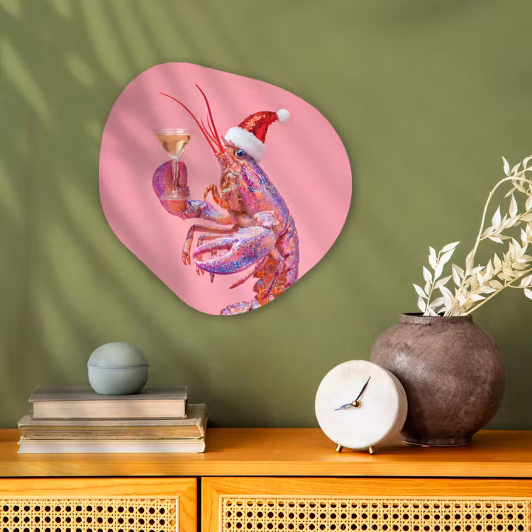 Organisch schilderij - Forex - Kreeft - Kerst - Roze — 2