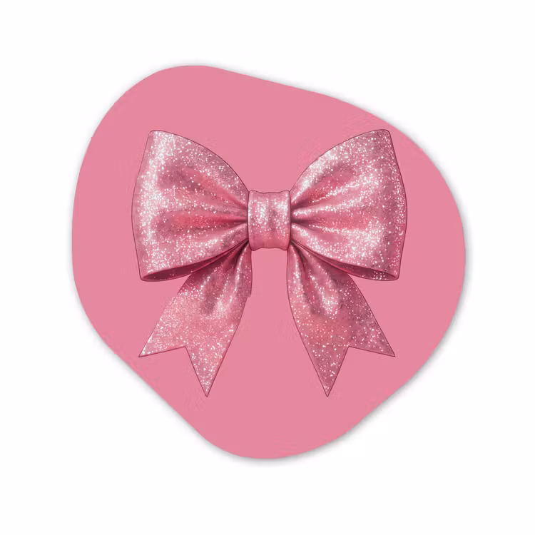 Organisch schilderij - Forex - Roze strik - Glitter — 1