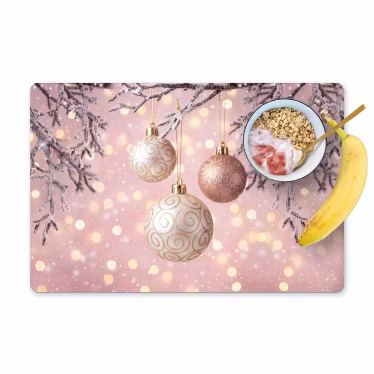 Placemat - 6 stuks - Kerstbal - Roze - Winter — 1