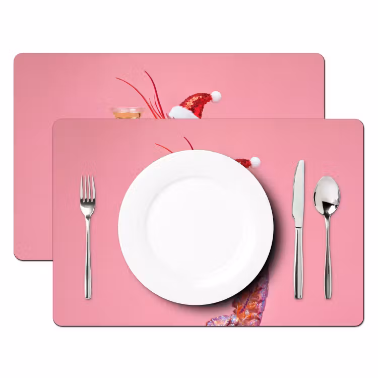 Placemat - 6 stuks - Kreeft - Kerst - Roze — 2